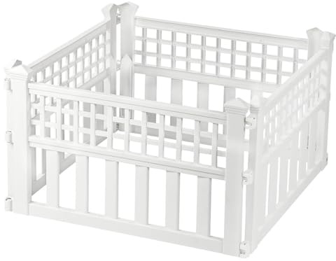 4 x Garden Border Fence Panels - White | Decorative Plastic Fencing for Paths, Lawn Edges, and Borders | Quick & Easy Installation | Weather-Resistant & Maintenance-Free