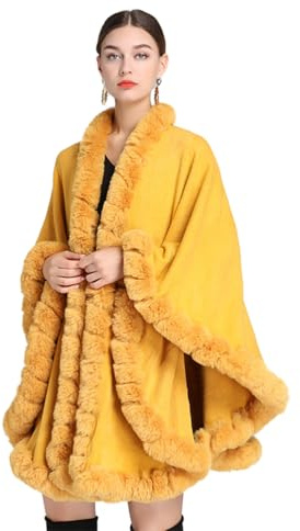 Dcbdx Kunstpelz Stola Poncho Damen Wolle Cape Mantel Cardigan Übergroße Cape Elegant Für Frauen Umhang