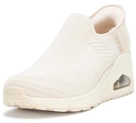 Skechers Women's Uno Wedge-Kickin' Knit Hands Free Slip-ins Sneaker, Cream White, 6 UK