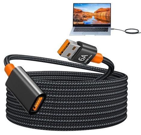 Rallonge USB | Câble d'extension USB 3.0 - Câble USB tressé en Nylon 3,3/4,9 Pieds pour clé USB, imprimante, Souris, Disque Dur et périphériques USB