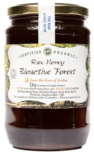 MIEL CRU BIO GREC DE FORÊT 1kg, Actif 23.5 - de la Zone Protégée Natura 2000 Mont Kissavos, Testé en Laboratoire Comme Authentique et 100% Miel Naturel Pur, Cru, Non Pasteurisé, The Raw Honey Shop
