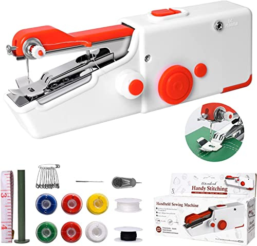 Máquina de Coser de Mano, Minimáquina de Coser Eléctrica Portátil de Costura Rápida para Principiantes y Adultos, Fácil de Usar, Adecuada para Coser Ropa, Viajes Familiares, Bricolaje