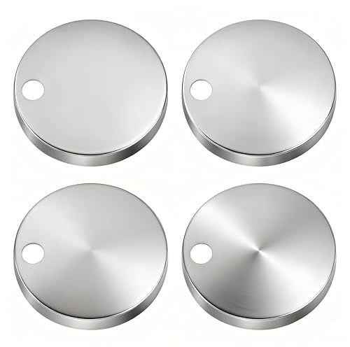 Yuiturt 4Pcs 60mmToilet Seat Hinges Cover, Toilet Seat Fittings, Quick Release Toilet Seat Fixings, Stainless Steel Toilet Seat Fasteners, Decorative Covers for WC Toilet, Silver
