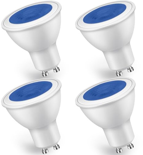 GlowsLand GU10 LED Lampe Blau, 5W, 4 Stück, 38° Winkel | 500LM Blaues Licht, 50W Ersatz, Nicht Dimmbar, GU10 Sockel, 38° Winkel, Stimmungslicht, Landschaft, Party, Festdeko