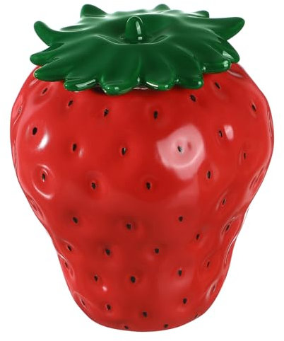 Didiseaon Retro Style Ceramic Tea Canister Strawberry Design Sealed Food Storage Jar Tea Jar