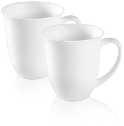 COSTMANCE Juego de 2 tazas de café de porcelana fina, tazas de té de 14 onzas con borde inclinado hacia afuera, tazas de cerámica de lujo de boca ancha, regalos de bricolaje