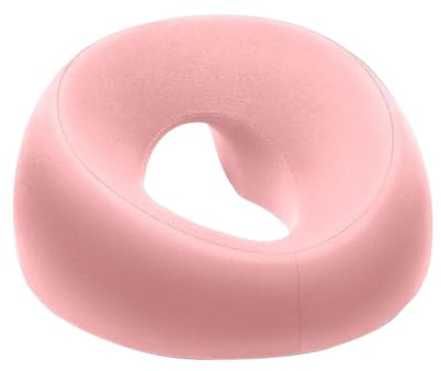 Mineup Cuscino massaggiante per culla del viso, cuscino massaggiante testa foro, poggiatesta per letto, cuscino a forma di U con foro, cuscino viso in memory foam per salon, grigio chiaro, rosa