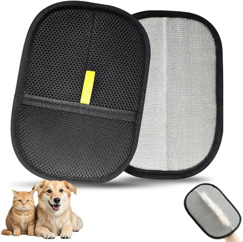 2 Stück Fellmagnet Handschuhe, Wiederverwendbar, Tierhaarentfernungshandschuh für Katzen & Hunde, Atmungsaktive Haustierhaarentferner an Sofa & Kleidung