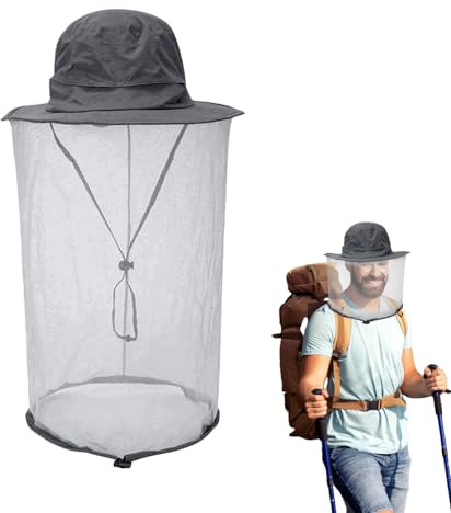 Fly Hat, Sun Protection Head Net Caps, Breathable Neck Cover with Drawstring, Shield Outdoor Cap, Lightweight Mesh Guard Hat, for Fishing, Hiking, Camping, Beekeeper