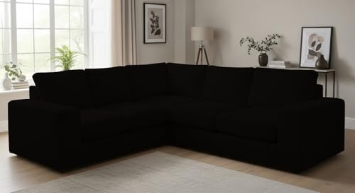 Anglo 2C2 Corner Sofa – Jumbo Cord Sectional Couch with Fixed Cushions, Deep Seating & Washable Covers – Modern L-Shaped Sofa for Living Room