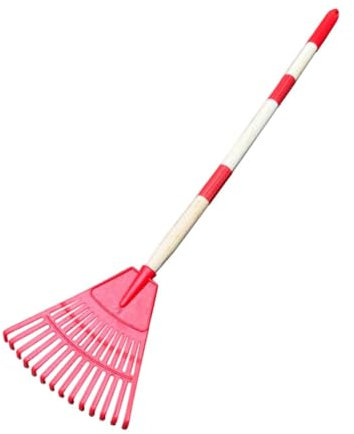 FewNvWa Rastrello Piccolo per Foglie, attrezzo da Giardinaggio con 3 sezioni e 14 Denti, Rosso