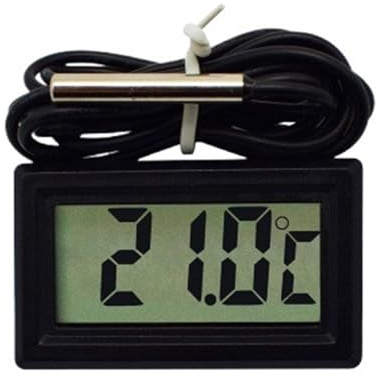 Ayztantine Termometro Ambiente Mini termometro Digitale con sonda Impermeabile Comodo sensore di Temperatura for Interni ed Esterni for Frigorifero, Frigorifero, Acquario(Black 2m Line)