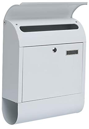 Outdoor Lockable Postbox/Letterbox with 2 Keys - Built-in Magazine & Newspaper Slot and Viewing Windows - White