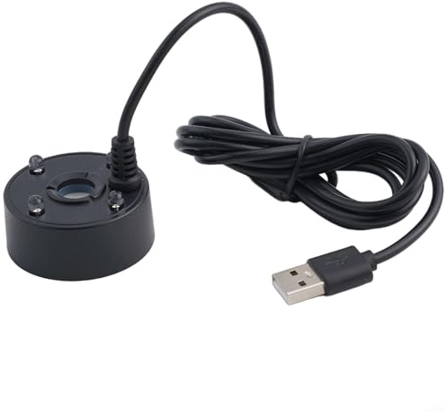 USB Mist Maker Fogger 5V 5W Ultrasonic-Air Humidifier with Colorful LED Lights, 300mL/H for Indoor Pond, Fish Tank, Water Fountain, Vase, Halloween Decoration, Black/White, Waterproof(Black)