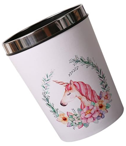 IMIKEYA Trash Can with Pressing Ring Non-slip Compact Waste Bin for Bedroom and Bathroom Reusable Cartoon Storage Basket for Household Rubbish Disposal