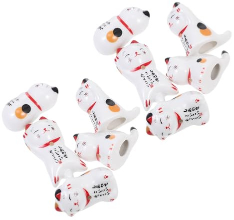 DOITOOL 10 Pièces Support Baguettes Céramique Chat Porte-Couteaux Porte-cuillères Léger Compact Réutilisable pour Voyage et Repas Quotidien