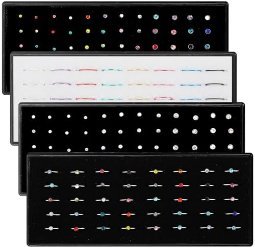 Yolev 4 Boxes Stainless Steel Nose Stud L Shaped Nose Ring Hoop StraightSurgical Screw Shaped Noses Piercing Jewellery with Packaging for Women Men Gift 1.5/2/2.5mm Colorful Silver