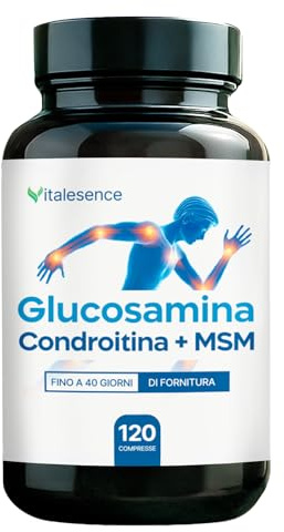 Integratore Glucosamina,Condroitina e MSM |Con Vitamina C,Collagene,Acido Ialuronico |Supporto Articolazioni,Cartilagini e Ossa|120 Compresse |+1 Mese Fornitura|Made in Italy-Senza Glutine e Lattosio