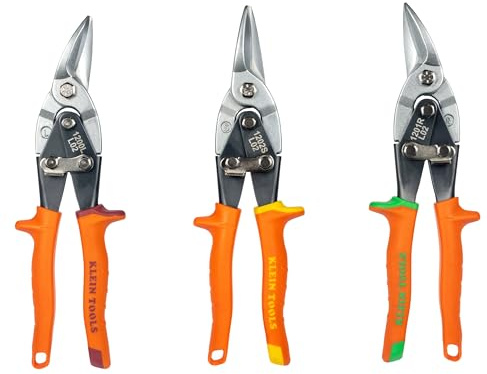Klein Tools 120AVSKIT Aviation Snip Set, Left, Right, Straight Cut, Metal Shears with Forged Steel Blade, 3-Piece