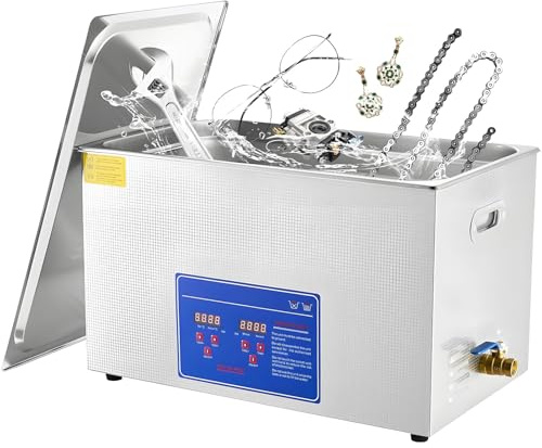 Heated Ultrasonic Cleaner with Digital Timer and Stainless Steel Tank for Jewelry, Glasses, Watches, and Circuit Boards