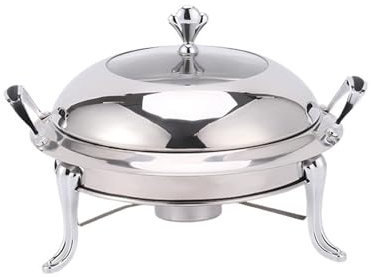 Food Warmer Round Chafing Dish Stainless Steel Chafer Roll Top Chafer for Dinner Serving Buffet Warmer for Home Restaurant Chafing Dish(Silver,28cm)