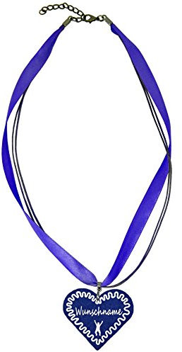 Trachtenschmuck Trachtenkette Organzaband lila mit Filz Herz Damen Dirndlkette Organzakette Oktoberfest Wunschaufdruck (Herz - blau)