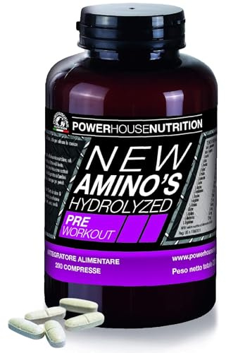 Aminoacidi Idrolizzati Made in Italy|Power House Nutrition-NEW AMINO’S HYDROLYZED |Integratore di Aminoacidi Idrolizzati Pre-Workout con Funzione Anabolica, Energetica e Anticatabolica (200 compresse)