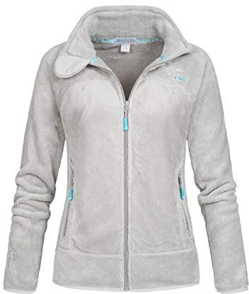 Geographical Norway Upaline Lady - Fleece Fine Frauen Warm Fermetur Zip - Jacke Herbst Winter Frühling Warm Frauen - Long Sleeve Pullover Pelz Weich Komfort Outdoor (Hellgrau L-Größe 3)