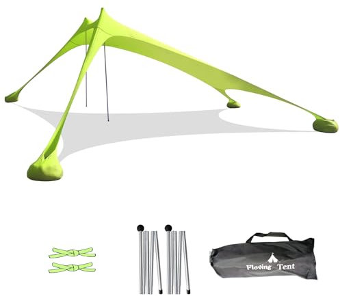Floving Strand Schatten Zelt Markise 4-5 Personen Strand Sonnencreme wasserdichte leichte Blockierung und elastische Sonnenschirm Strandmuscheln (Grün, L)