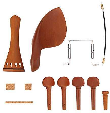 4/4 Geige Zubehör-Kit, Professionelles Kinnhalter Set mit Saitenhalter und Wirbel, Violine Tuning Pegs Endpin für Anfänger, Profis und Orchester Musiker