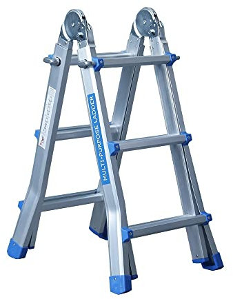 Scala pieghevole telescopica 4 x 3 scala multiuso in alluminio