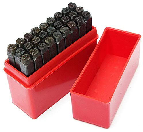 Ensemble de poinçons à lettres et chiffres en métal avec étui pour travaux manuels faits à la main