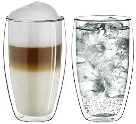 Creano Vaso térmico de doble pared 250ml DG-SH, también apto para manos pequeñas, vasos de doble pared para capuchino, café, té, café con leche Set 08: 2x 250ml Sh 2 piezas (paquete de 1)