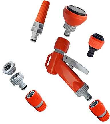 Siroflex 4615/AS Set Pistola Giardino Multiuso Made in Italy | Raccordi Per Tubi Irrigazione Giardino | Pistola Acqua Giardino Compatibile Con Tutti I Raccordi Rapidi | Kit Irrigazione Giardino