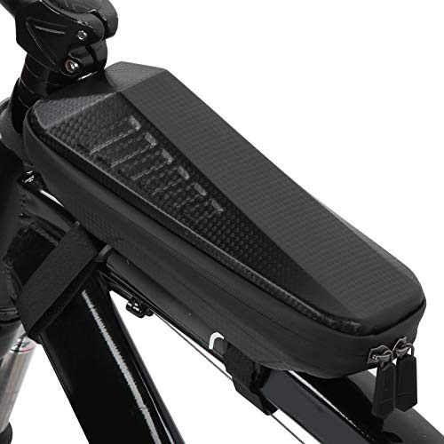 Dilwe Fahrrad Rahmentaschen, Fahrradtasche - Reflektieren - vordere Oberrohrtasche - wasserdichte Handytasche, Schwarz