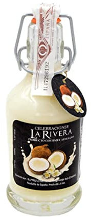 Lote de 4 Botellas de Cristal Decorativas de Crema de Licor La Rivera a Elegir. Regalos Originales. Licores y Complementos. Detalles para Bodas, Comuniones, Bautizos y Cumpleaños. CC (COCO)