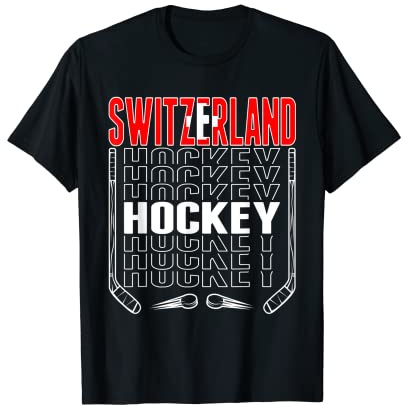 Schweiz Eishockey Fans Trikot Schweizer Flagge Hockeyschläger T-Shirt