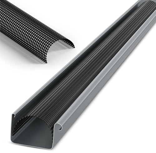 INEFA 10x Griglia parafoglie 83mm x 2m Nero plastica | Protezione fogliame per grondaie, griglia grondaia in polietilene, protezione grondaia, protezione contro le foglie