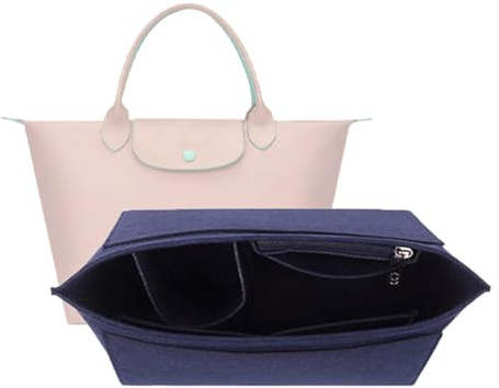D.DUO Felz Handtasche Insert Organizer für Longchamp (Dunkel Blau,Groß) | Filz-Organizer-Einsatz für Longchamp, Multifach-Design, leichtes, langlebiges Kratzerfilz, tägliche Aufbewahrung