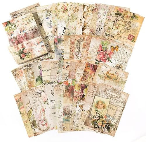100 fogli di carta per scrapbook vintage junk junk journaling scrapbooking accessori decorativi per journaling sfondo junk junnal planner decorazione estetica collage album (stile-4)