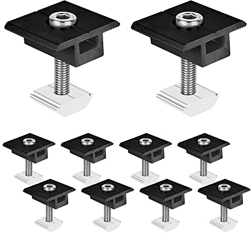 Solarmodul Halterung Mittelklemmen 30mm Schwarz - Solarpanel Halterung, 10 Stück Befestigung Solarmodul, T-förmige Mittelklemme PV Photovoltaik-Solarmodulträger Mittelspannung für Gerahmte Panels