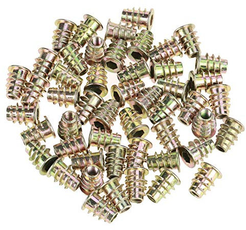 Tuercas de inserción de rosca, 50 piezas Tuercas de Rosca Tuercas Hexagonales M5 Inserto Roscado Hexagonal Aleación de Zinc Insertos de tuercas para Muebles de Madera