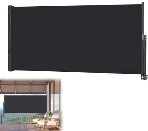 CEEDIR 100x300cm Seitenmarkise Wandmarkise Ausziehbar Sichtschutz Markise Seitensichtschutz Seitenrollo Sonnen- & Windschutz Blickdicht für Terrasse, Balkon, Garten Anthrazit