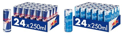 Set: Red Bull Energy Drink - 24er Palette Dosen Getränke, EINWEG (24 x 250 ml) + Red Bull Energy Drink Sea Blue Edition Juneberry - 24er Palette Dosen Getränke, EINWEG (24 x 250 ml)