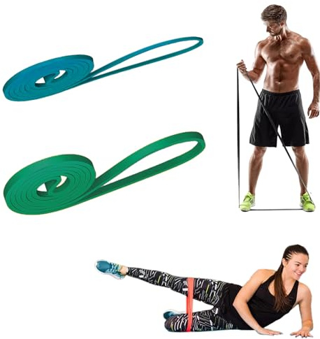 Set 2 Training Band Banda Fasce Bande Elastica di Resistenza per Fitness Crossfit Allenamento per Maschi e Femmine Azzurro 5 Kg. (11 lbs) e Verde 15 Kg. (33 lbs)