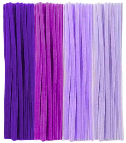 100 Stück Pfeifenreiniger, Violett Serie Pfeifenreiniger Chenilledraht 30cm, Pfeifenputzerdraht für Handwerk DIY Craft Projekte Chenilledraht Biegeplüsch zum Basteln und Dekorieren Pipe cleaner purple