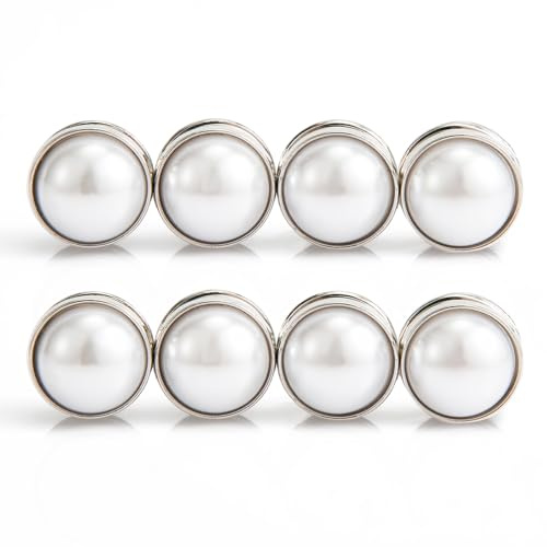 NQEUEPN 8pcs Magnetic Hijab Pins, Silver Wedding Veil Weights, Double Sided Pearls, Multipurpose Pearl Bridal Veil Weights for Women Scarves Clothes Wedding Hijab Decoration