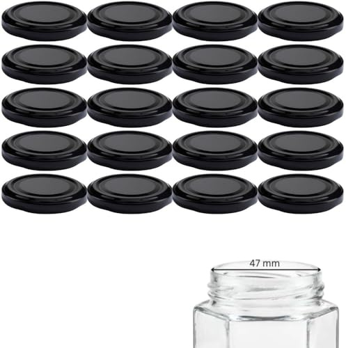 mikken 20 Deckel TO 58 Ø 6 cm für Marmeladengläser Twist-Off Einmachgläser schwarz