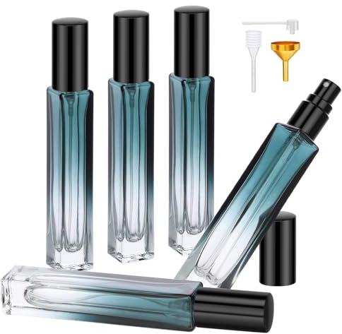 Segbeauty Parfum Zerstäuber, 5 Stück 10ml Perfume Atomizer Glas, Parfum Flakon Leer, Parfüm Zerstäuber für Unterwegs, Tragbare Parfümflasche, Parfümflasche für Männer und Frauen
