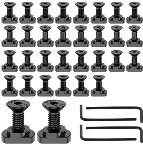 KTCINA 40 Pcs Schrauben Muttern Set M4 12mm Schwarz - Edelstahl mit L-Förmiger Schraubenschlüssel - Zylinderschrauben mit Innensechskant - M-LOK-Zubehörteile
